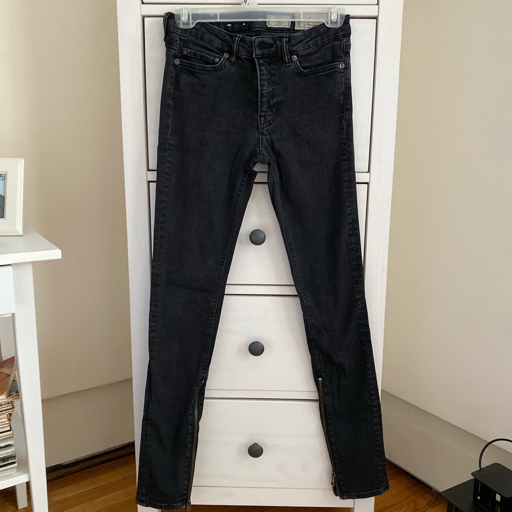 All Saints Rail Denim Mid Rise Ankle Zipper Hem